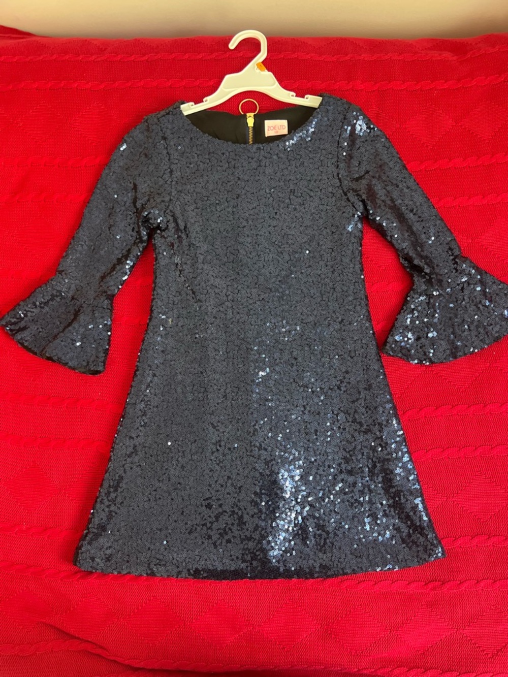 Zoe Ltd Navy Sequin Bell-Sleeve Dress